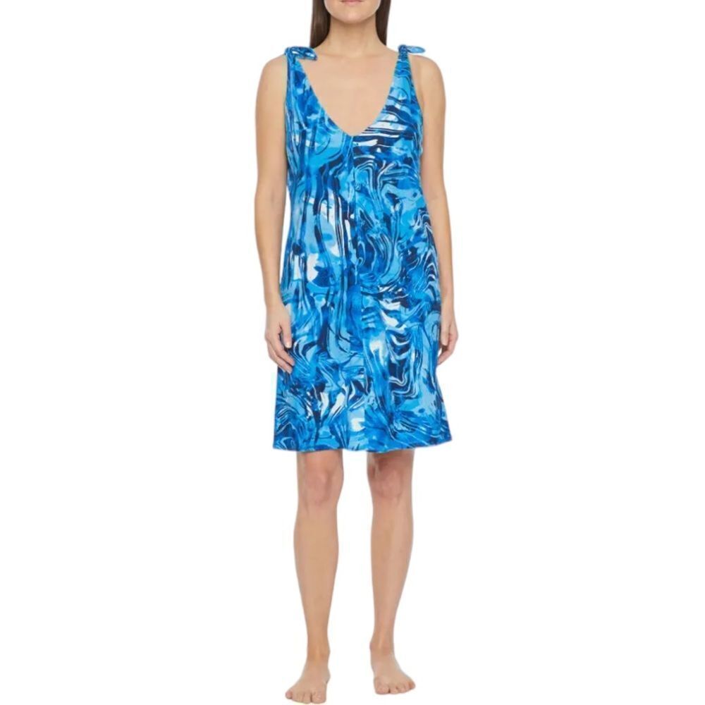Peyton and Parker blue linen blend swim cover beach dress tie straps size xlarge